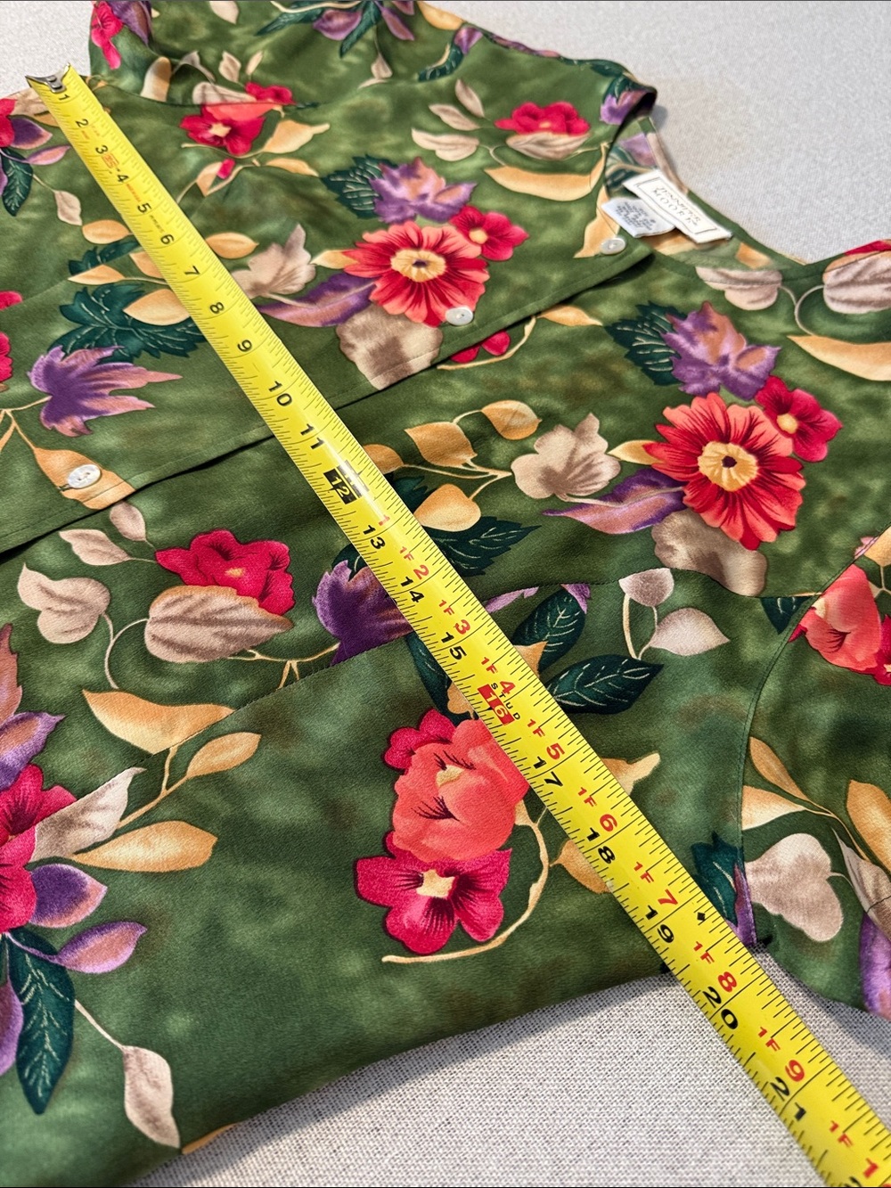 Jennifer Moore Green Floral Button-Front Women’s Top SZ8 - Picture 8 of 15